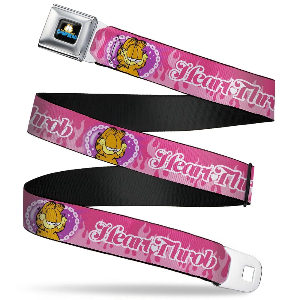 4105 Garfield Belt, Seatbelt Buckle, Garfield Heart Throb Flames Pose